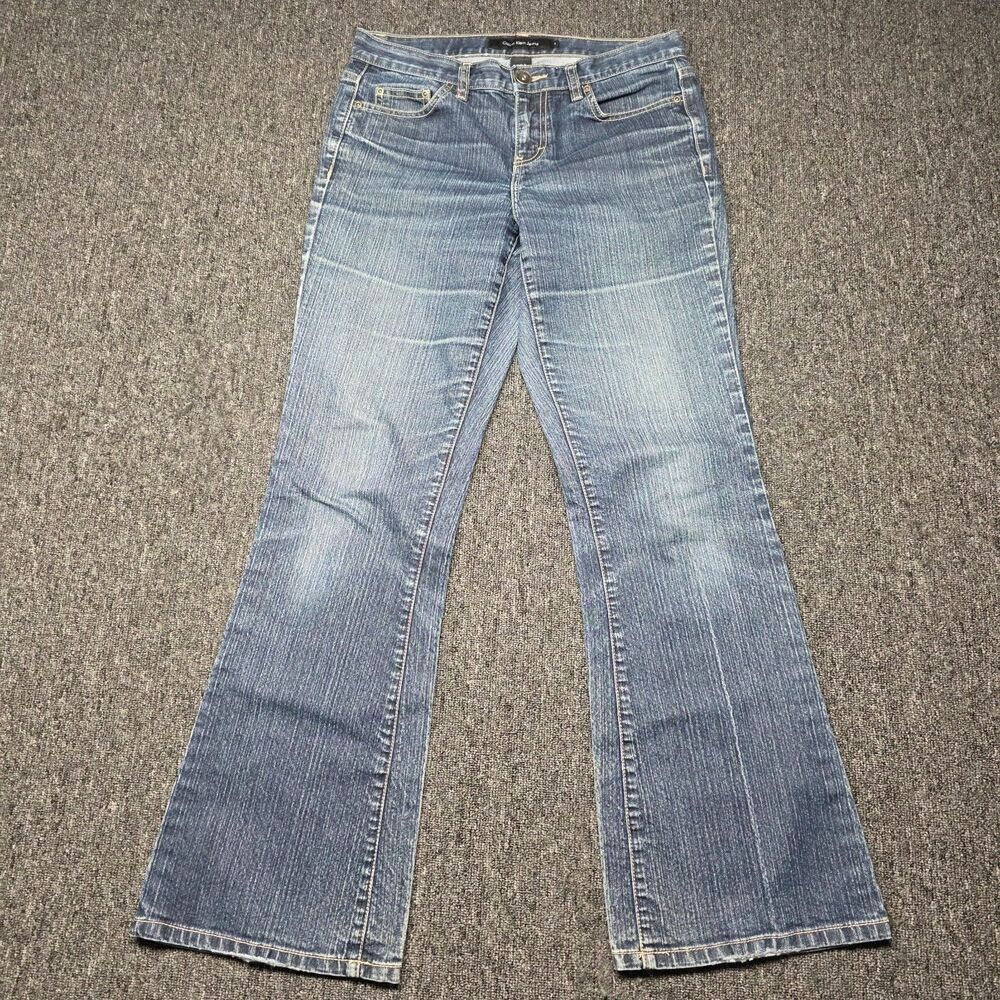 Calvin Klein Flare Jeans Women’s 4 Medium Wash Stretch Denim Distressed